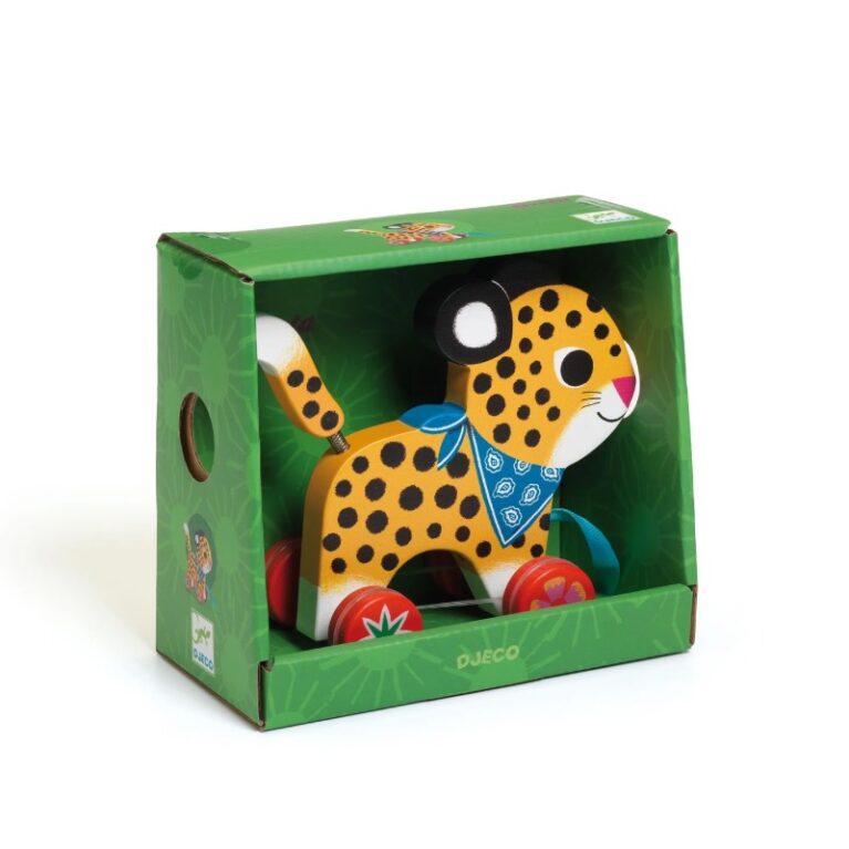 Greta The Leopard Wooden Pull Along Toy 18m+