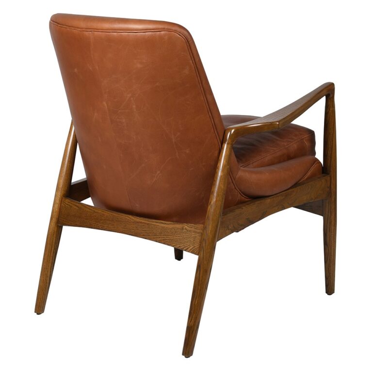 Oak Framed Distressed Tan Leather Armchair