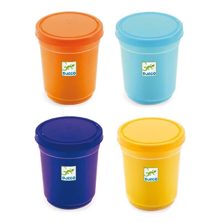 Set Of 4 Pots Of Play Dough In Natural Colours By Djeco 18m+