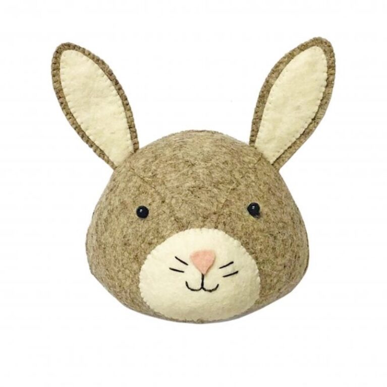 Mini Grey Bunny Head Wall Decoration