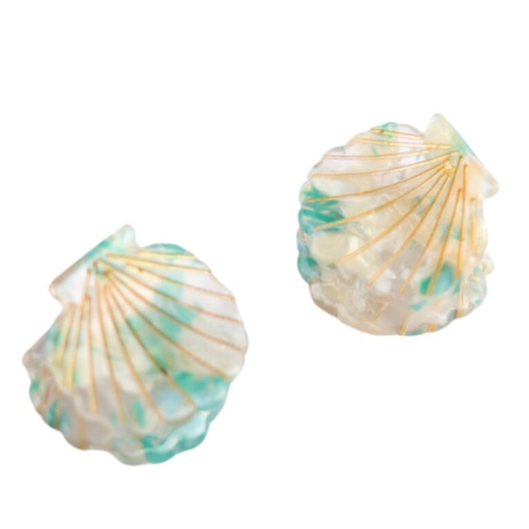 Green Shell &#8211; Pair Of Claw Hair Clips
