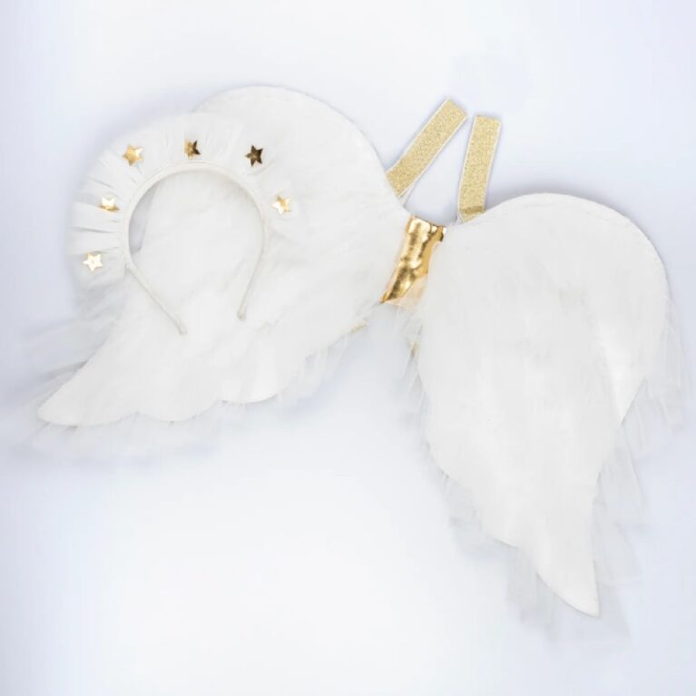 Children&#8217;s Tulle Ruffle Angel Wings &#038; Headband Fancy Dress 3-6yr