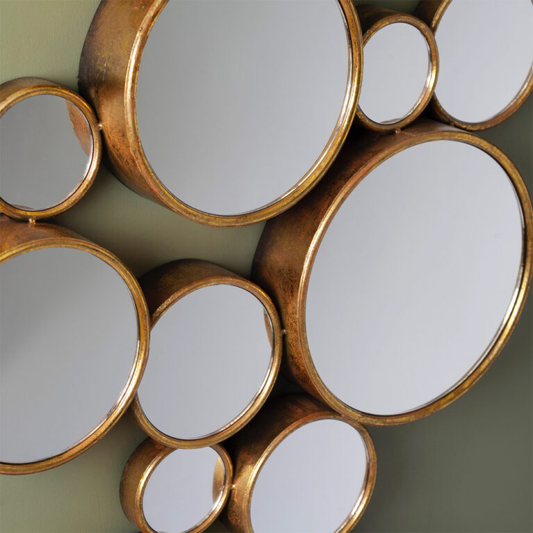Large Circles Mirror &#8211; 15 Round Gold Mirrors 61x103cm