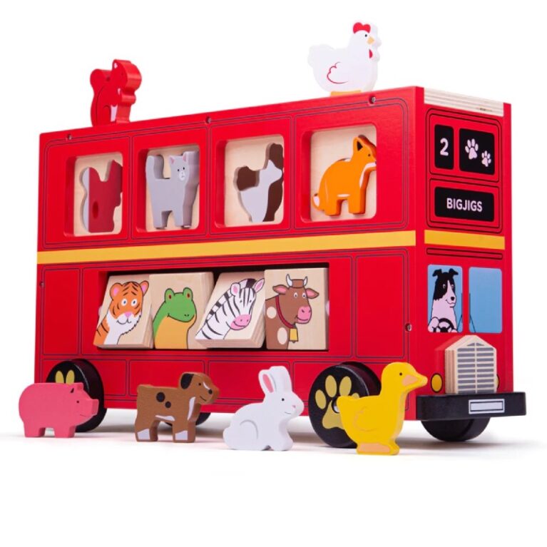 Red Bus Wooden Animal Shape Sorter 18m+