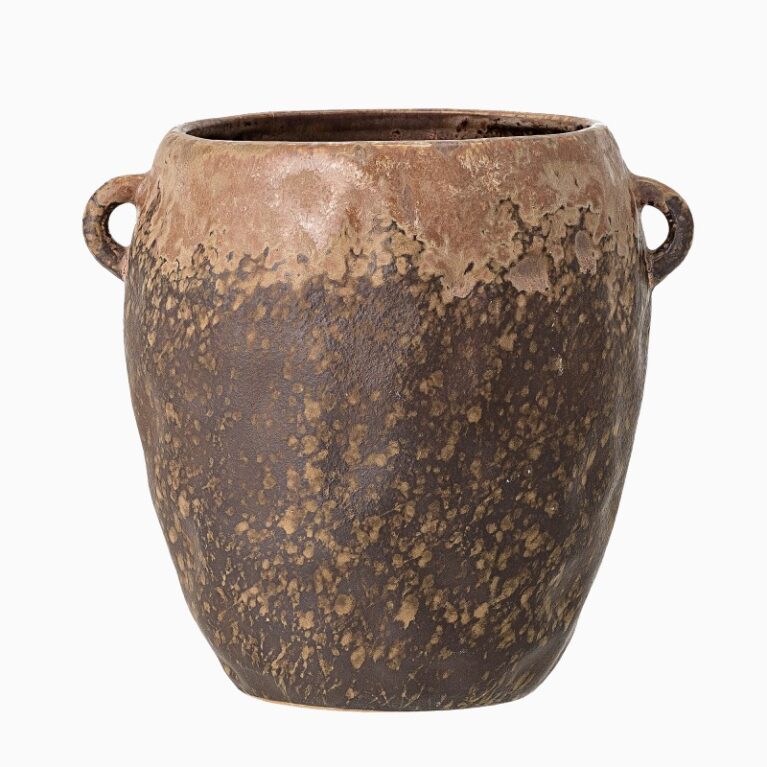 Brown Curved Pot With Tiny Handles