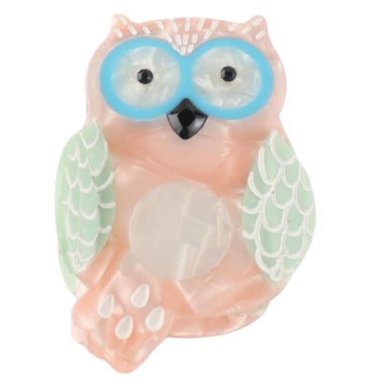 Pink Owl &#8211; Large Single Claw Hair Clip