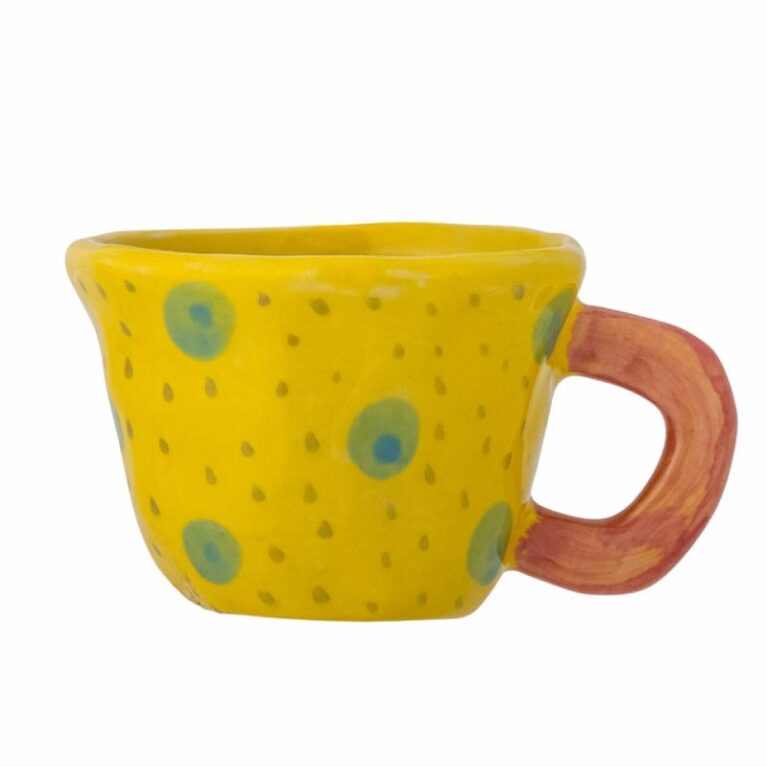 Hand-painted Stoneware Cup In Yellow &#038; Green Spots