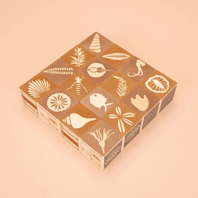 Set Of Wooden Fossil Blocks By Uncle Goose 2+