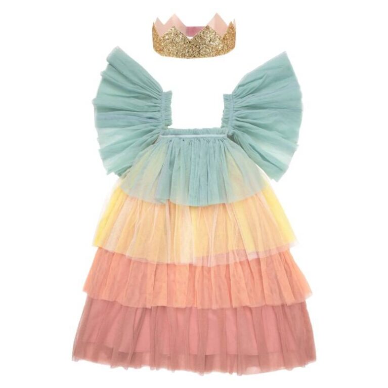 Children&#8217;s Rainbow Ruffle Princess Fancy Dress Costume 5-6yrs