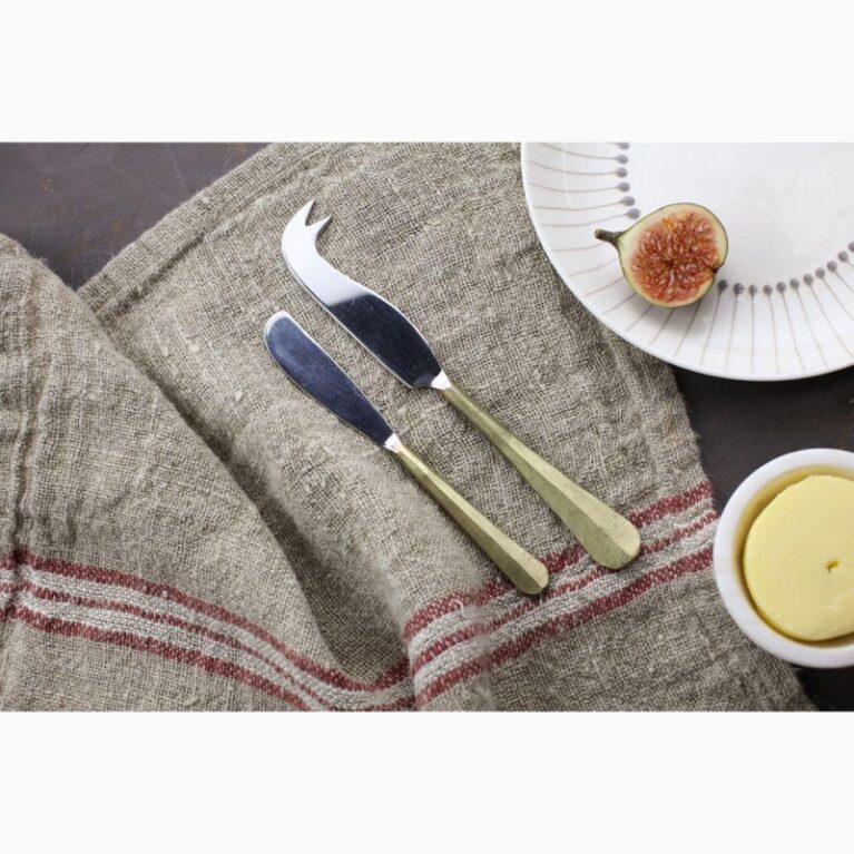 Set Of 2 Cheese &#038; Butter Knife Set In Brushed Gold