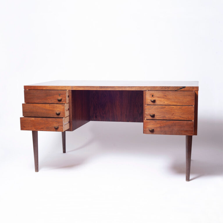 1960s Danish Rosewood Desk With Brass Handles