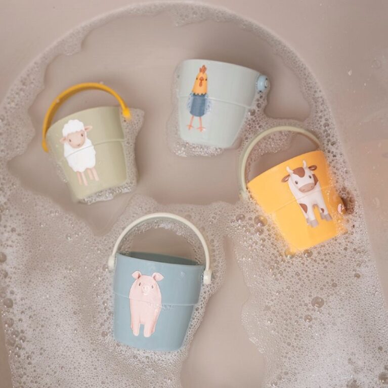 Farm Set Of 4 Bath Cups By Little Dutch 18m+