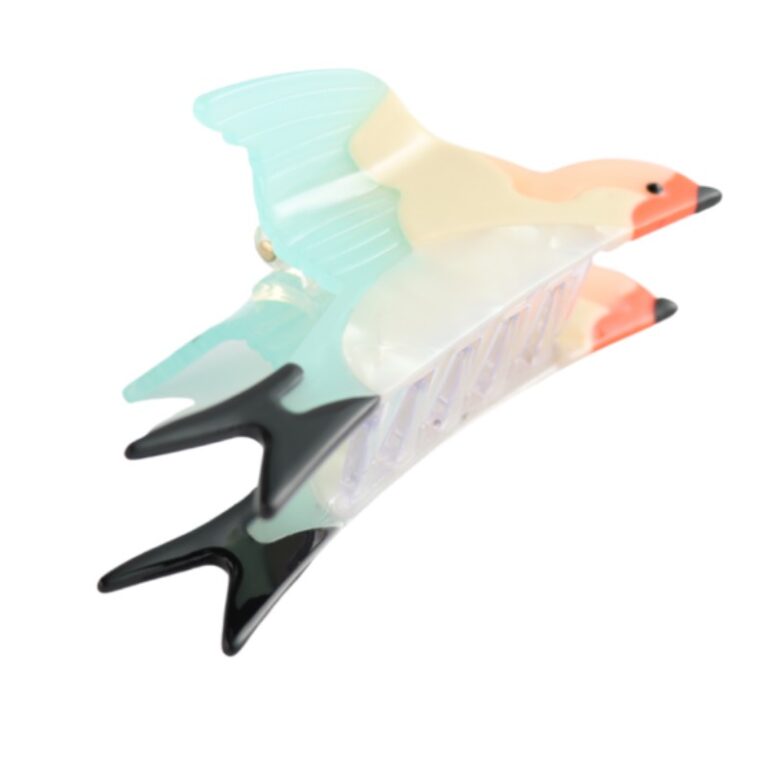Blue Bird With Red Beak &#8211; Large Single Claw Hair Clip