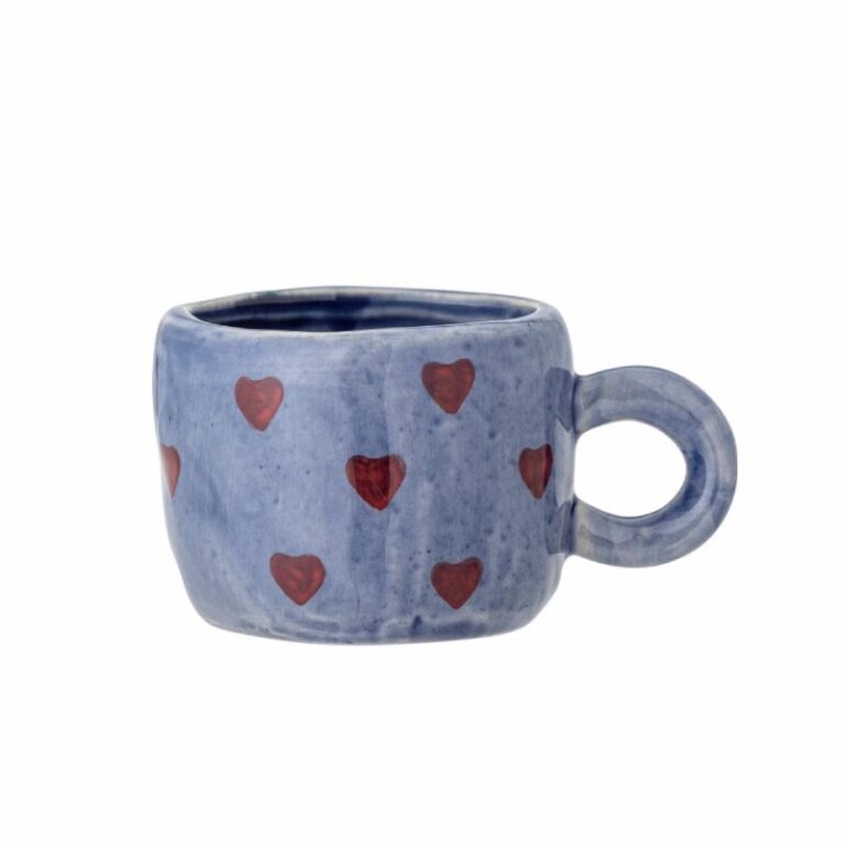 Children&#8217;s Hand-painted Stoneware Mug In Heart Print
