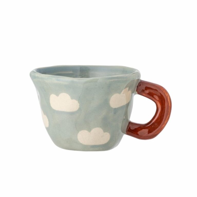 Children&#8217;s Hand-painted Stoneware Mug In Cloud Print