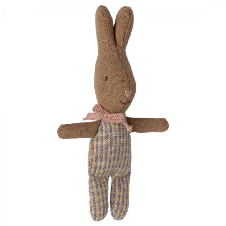 Mini Brown Rabbit In Check Soft Toy By Maileg 3+