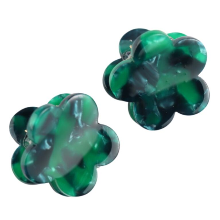 Green Flower &#8211; Pair Of Claw Hair Clips