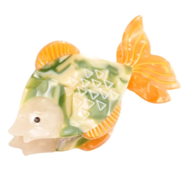 Green &#038; Orange Fish &#8211; Large Single Claw Hair Clip