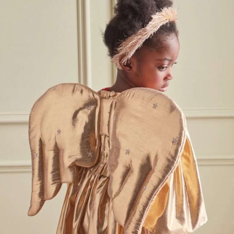Children&#8217;s Gold Quilted Angel Wings Fancy Dress Costume 3-6yrs