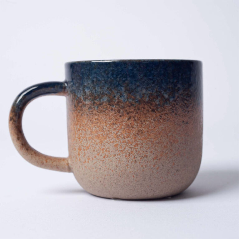 Blue &#038; Orange Glazed Porcelain Mug