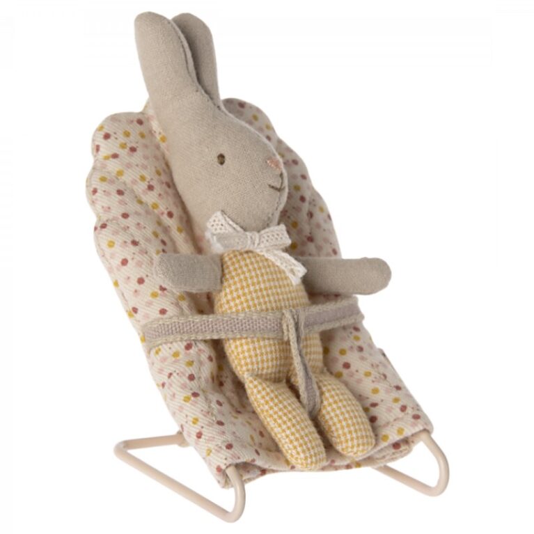 Mini White Rabbit In Yellow Check Soft Toy By Maileg 3+