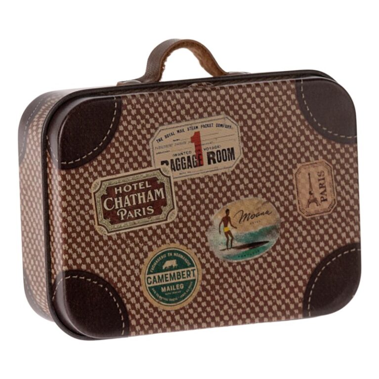 Brown Travel Mini Metal Suitcase By Maileg