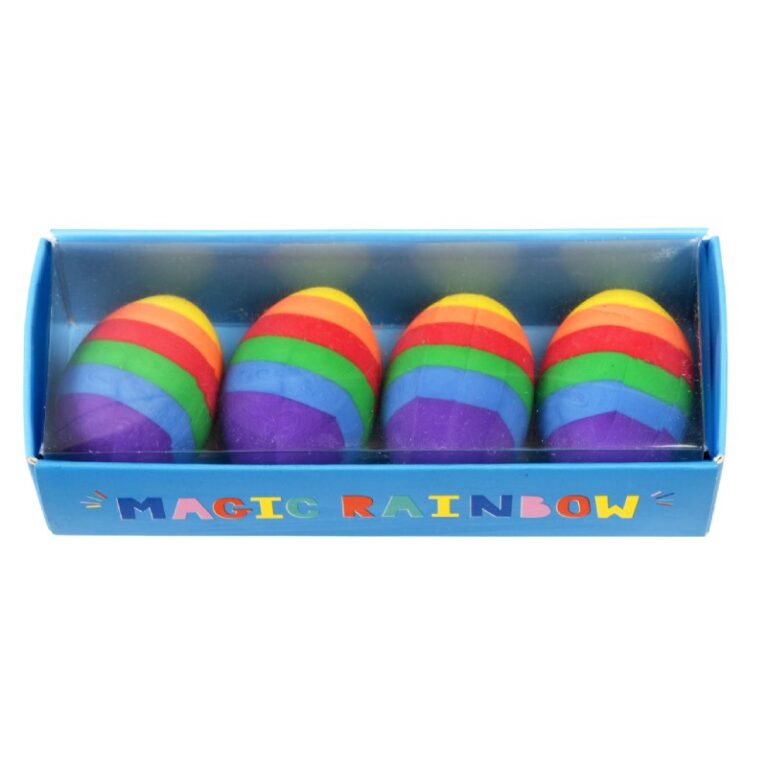 Set Of 4 Rainbow Egg Erasers 3+