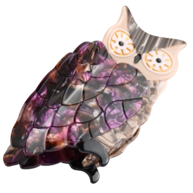 Purple Owl &#8211; Large Single Claw Hair Clip
