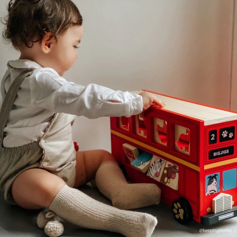 Red Bus Wooden Animal Shape Sorter 18m+
