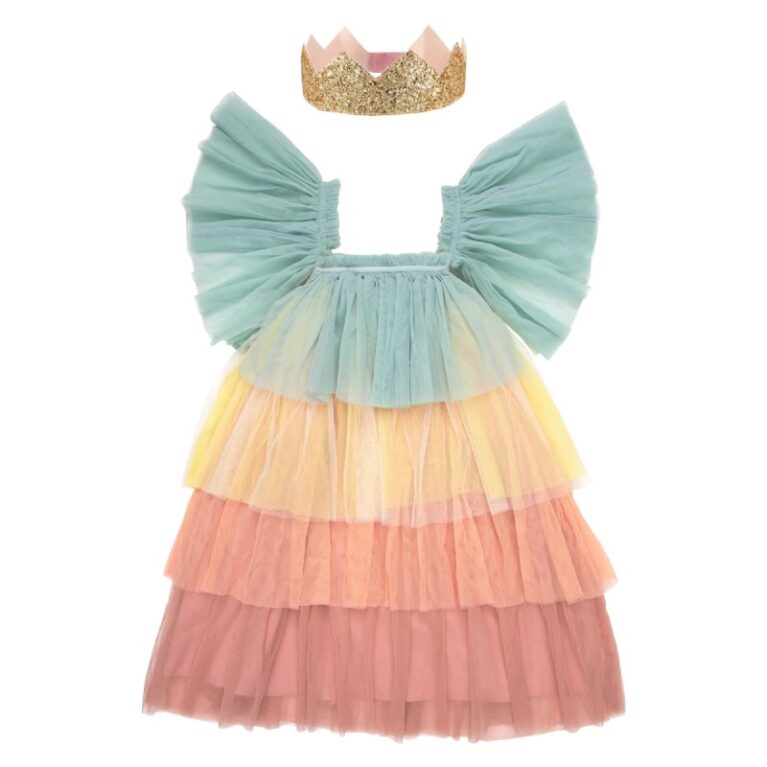 Children&#8217;s Rainbow Ruffle Princess Fancy Dress Costume 3-4yrs