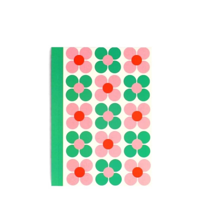 A6 Lined Notebook &#8211; Pink &#038; Green Daisy