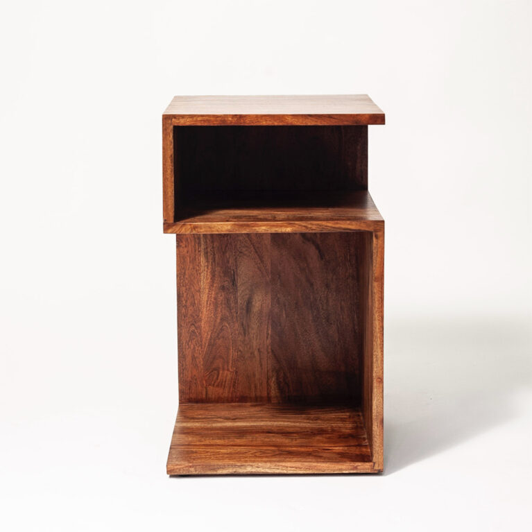 Angular S-Shaped Wooden Side Table H:57cm