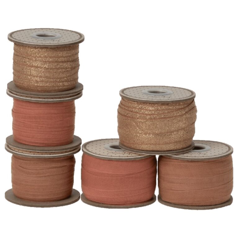 20m Roll Of Ribbon In Vintage Rose/Gold By Maileg