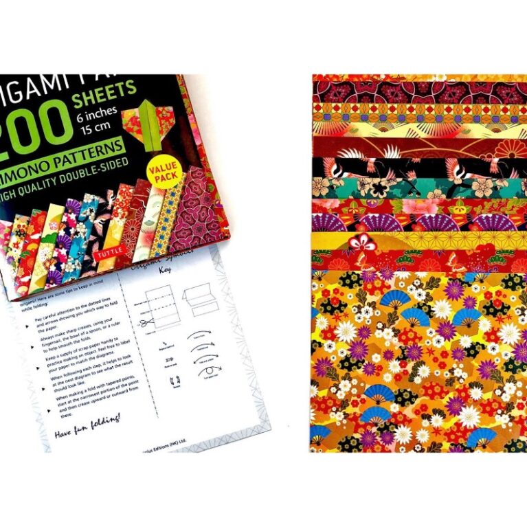 Origami Paper In Kimono Patterns &#8211; Paperback Book