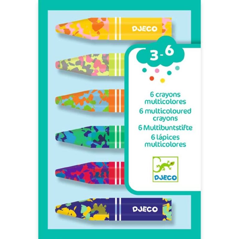 Pack Of 6 Multicoloured Crayons By Djeco 3+