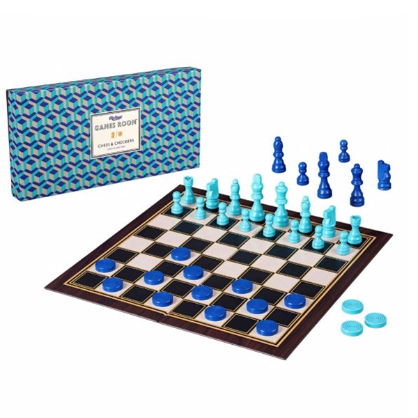 Chess And Draughts Set In Retro Packaging