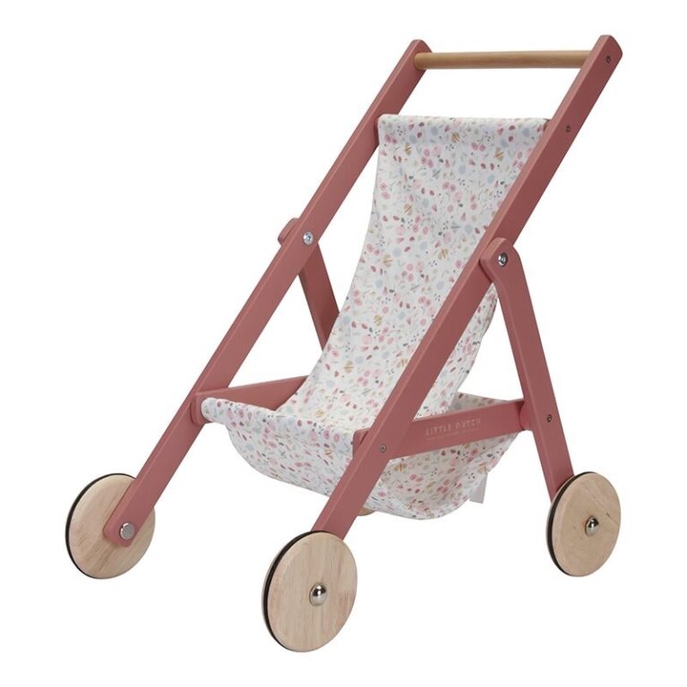 Flowers &#038; Butterflies Wooden Doll Stroller By Little Dutch 3+