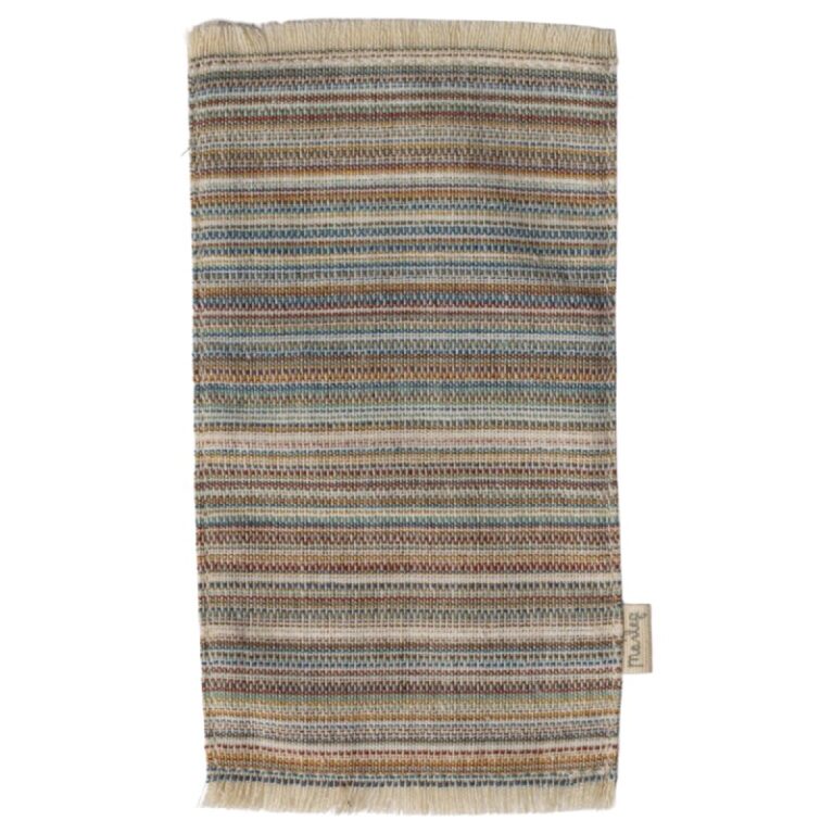 Miniature Toy Cotton Multi Coloured Striped Rug By Maileg 3+