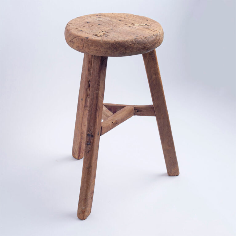 Rustic Reclaimed Wooden Circular Stool