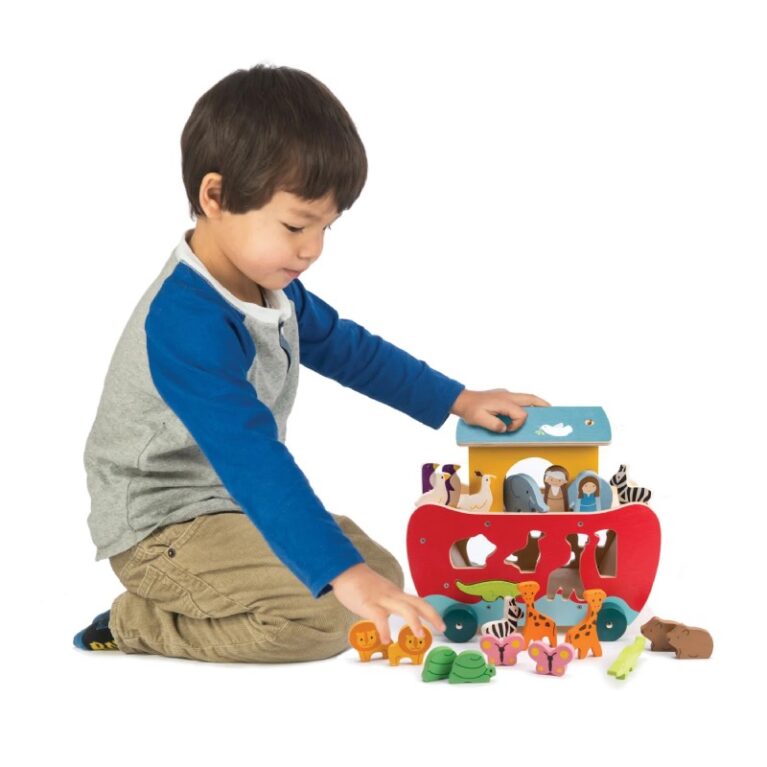 Colourful Wooden Noah&#8217;s Shape Sorter Ark 18m+