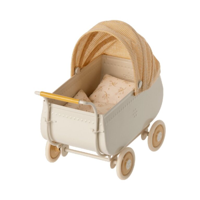 Micro Pram In Yellow By Maileg 3+