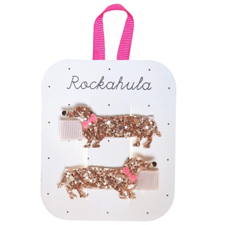 Set Of 2 Glittery Sausage Dog Hair Clips