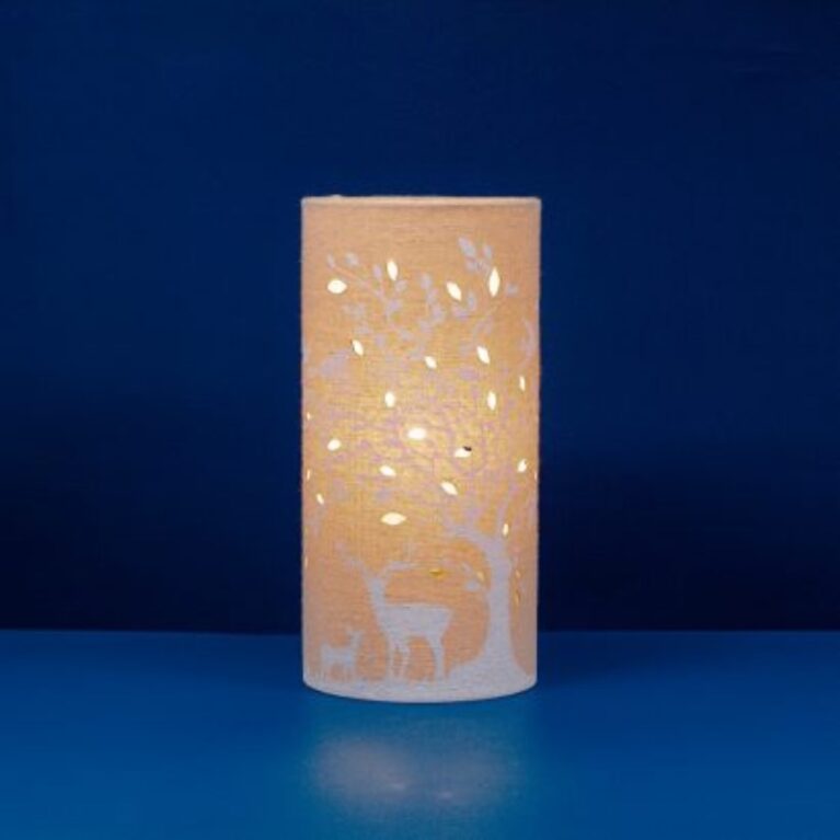 Deer &#038; Birds &#8211; Cylindrical Fabric Lamp