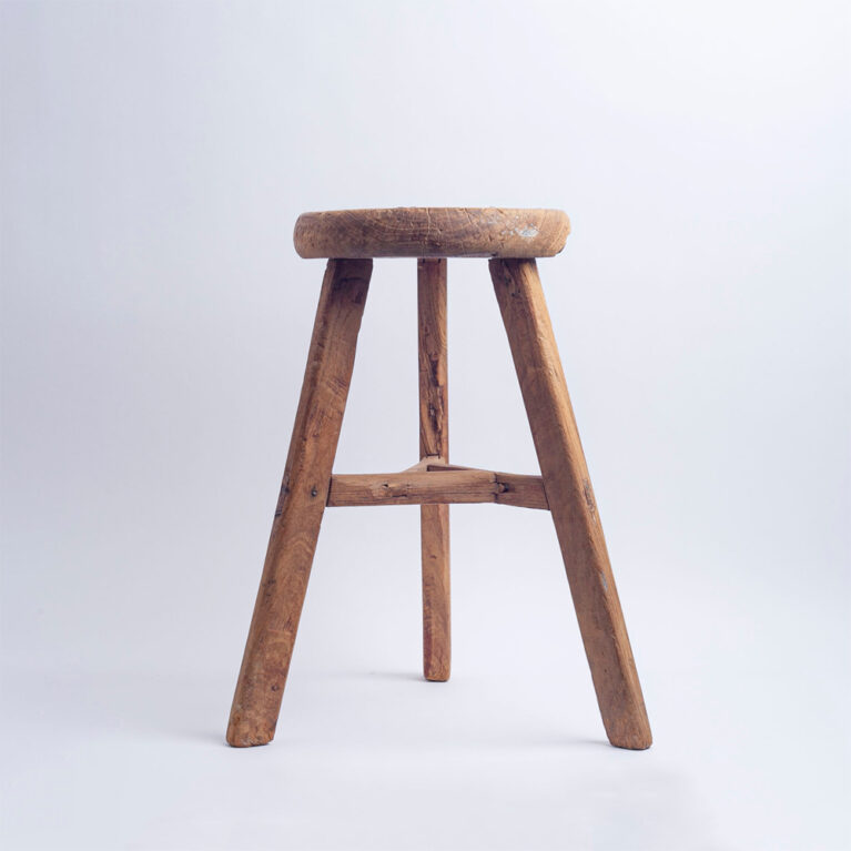 Rustic Reclaimed Wooden Circular Stool