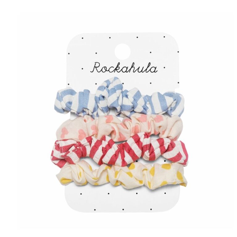 Set Of 4 Vintage Seaside Scrunchies