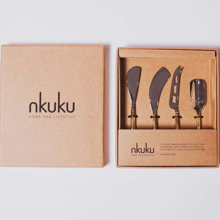 Darsa Set Of 4 Cheese Knife Set In Brushed Gold