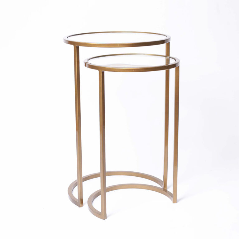 Set Of 2 Nakuru Iron &#038; Glass Side Tables In Brass