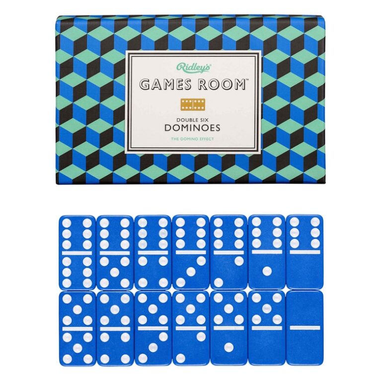 Set Of Dominoes In Blue and Turquoise Box