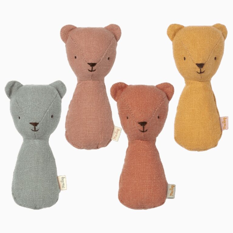 Linen Teddy Rattle By Maileg &#8211; Various Colours