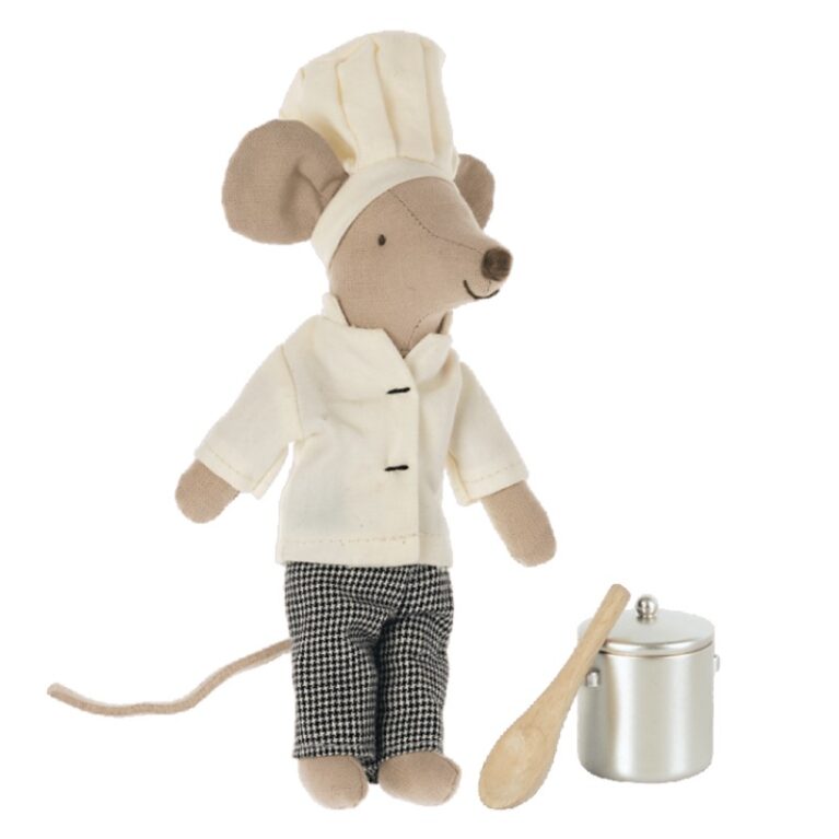 Chef Mouse With Soup Pot &#038; Spoon Soft Toy By Maileg 3+
